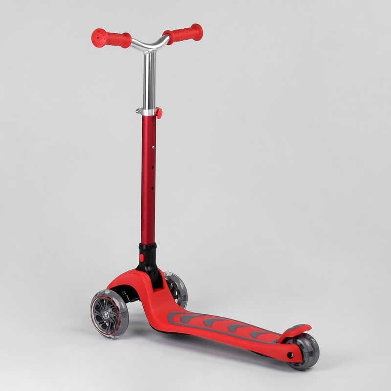 Самокат трехколесный Y-00325 (4) Best Scooter, КРАСНЫЙ, складной алюминиевый руль, 4 колеса PU со светом, d=12 см фото 3 Самокат трехколесный Y-00325 (4) Best Scooter, КРАСНЫЙ, складной алюминиевый руль, 4 колеса PU со светом, d=12 см фото 3