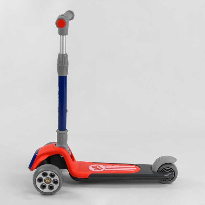 Самокат трехколесный RS-9119 (6) Best Scooter, КРАСНЫЙ, складной алюминиевый руль, 3 колеса PU со светом, d=120*50мм  фото 3