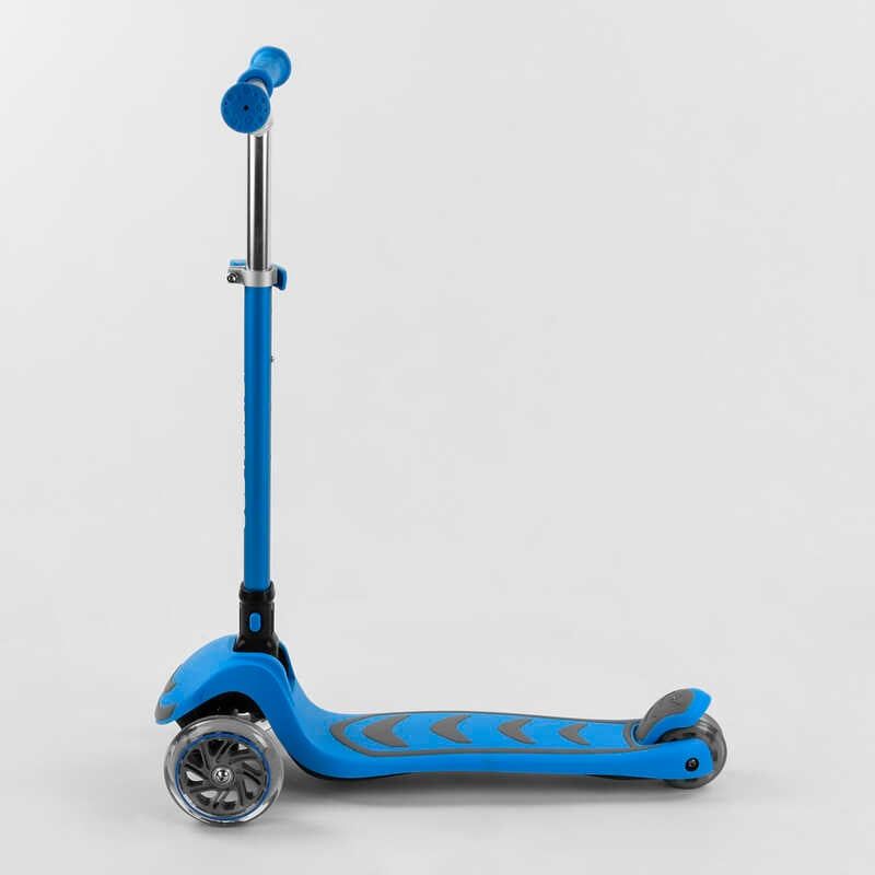 Самокат трехколесный Y-00180 (4) Best Scooter, ГОЛУБОЙ, складной алюминиевый руль, 4 колеса PU со светом, d=12 см  фото 3