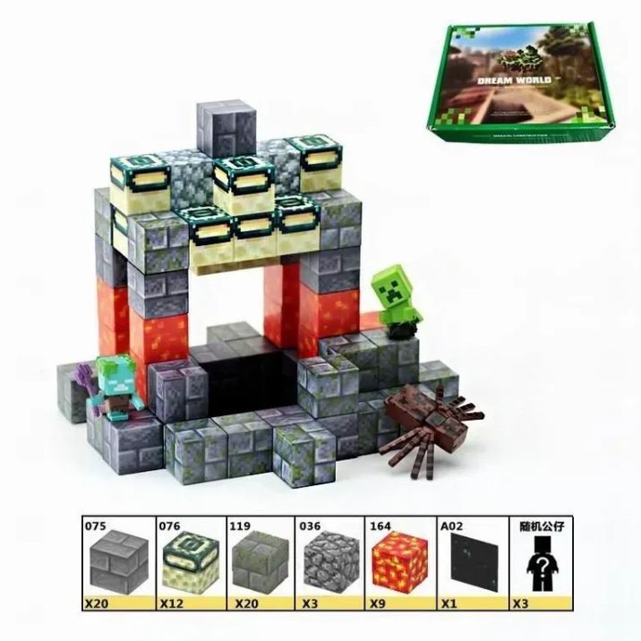 Конструктор магнитный "Майнкрафт/Minecraft" 68 элементов, фигурки героев, в коробке  фото 3