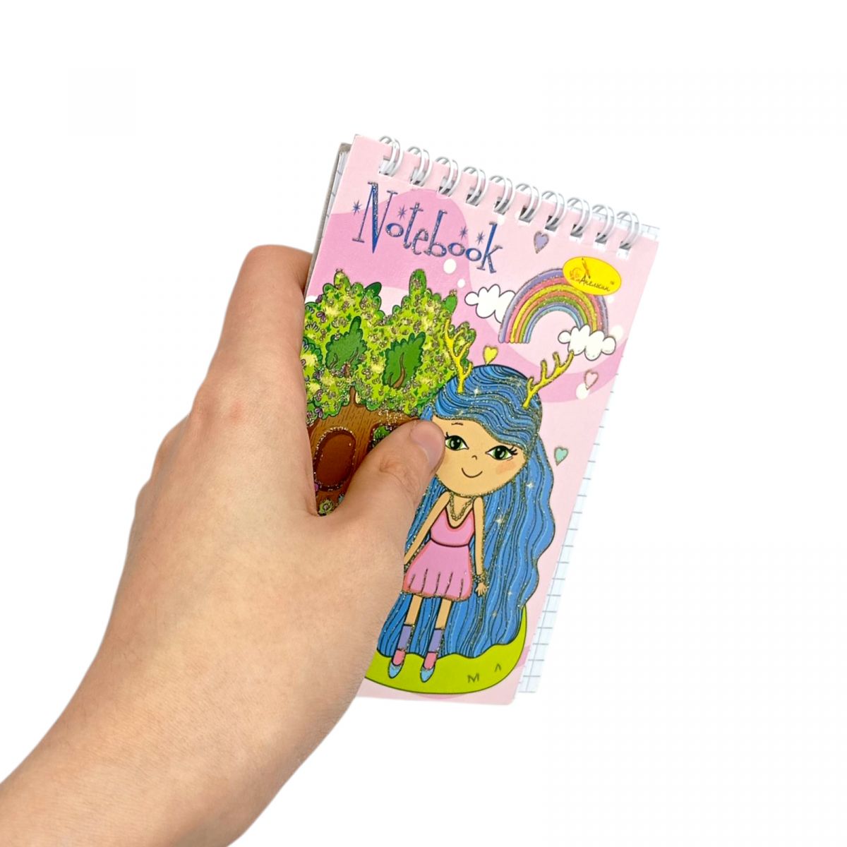 Блокнот з глітером А6, 80 арк. , пружина зверху, мікс видів  фото 3