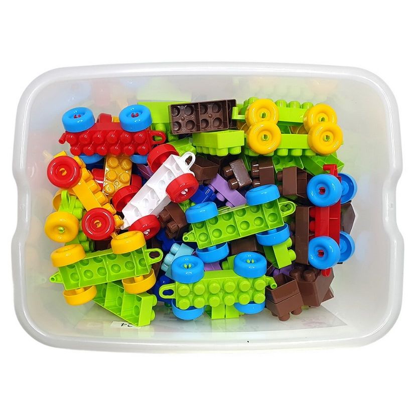 Конструктор "Паркінг/Трек/Залізниця/Динозаври" 335 деталей у контейнері для зберігання  фото 3