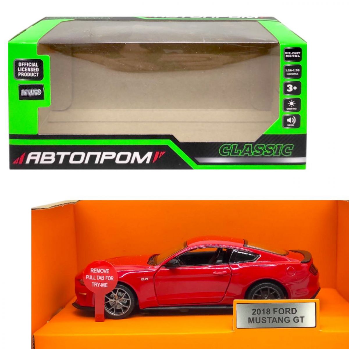Машинка металева "АВТОПРОМ 1:34 Ford Mustang GT" микс видов  фото 3