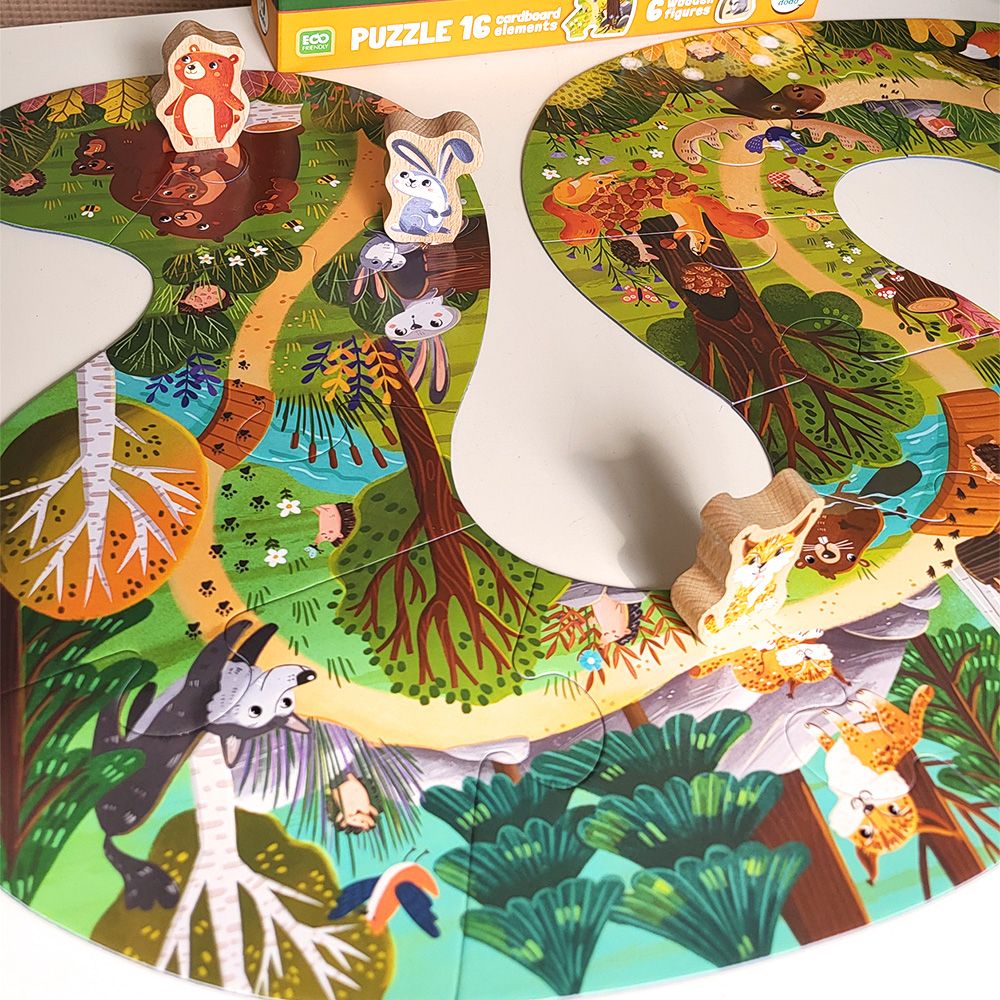Пазл «Хто живе в лісі?» (16 картонних деталей + 6 дерев'яних фігурок)  фото 3