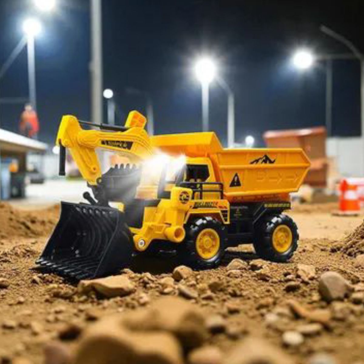 Екскаватор-паркінг з метал. машинками(2шт. ) та аксес. батар. муз. світло. кор. 49,6*17*21,5 см.  фото 3