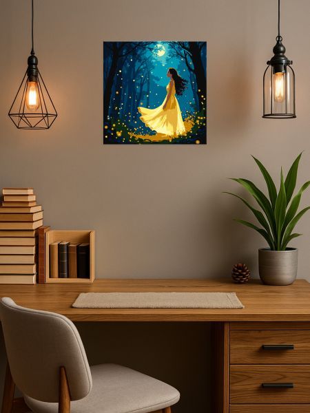 Картина за номерами - Дівчина серед світлячків з фарбами металік extra 30х30 см.  фото 3