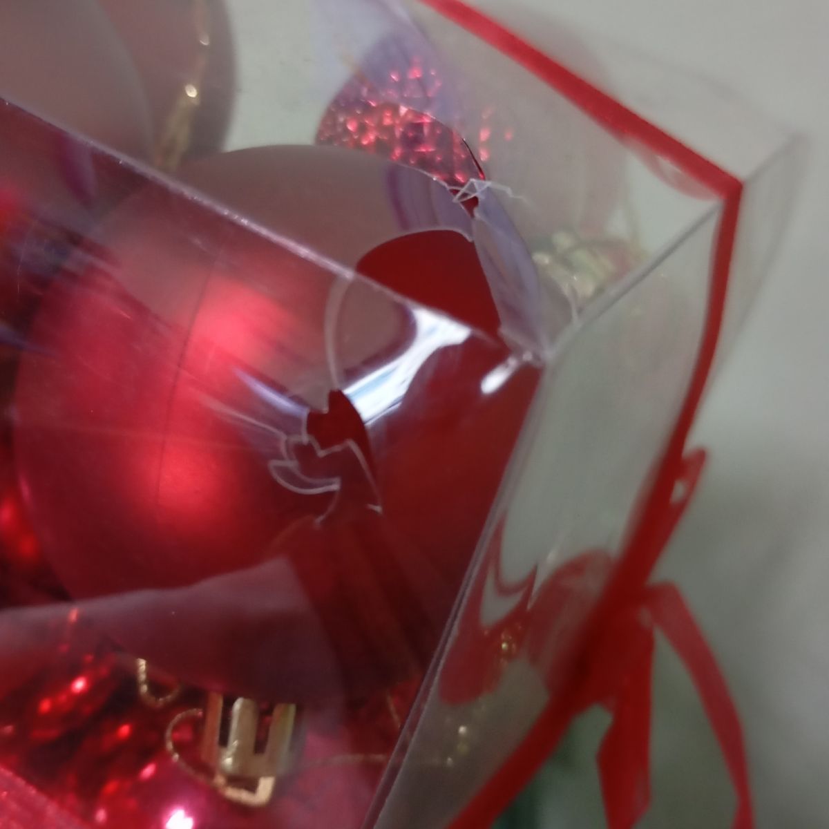 Уцінка.  Новорічні прикраси кульки, 30 штук, (ЧЕРВОНІ) - Пошкоджене пакування  фото 3