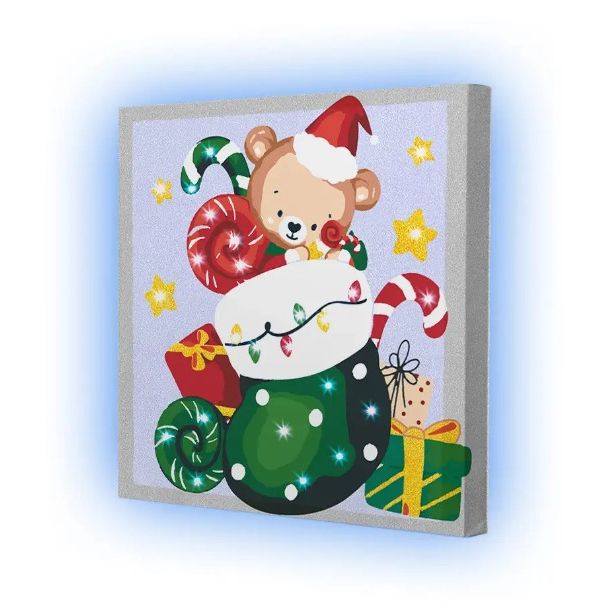 Картина по номерах зі світлодіодною підсвіткою "Святкова панчоха" 25x25 см  фото 3