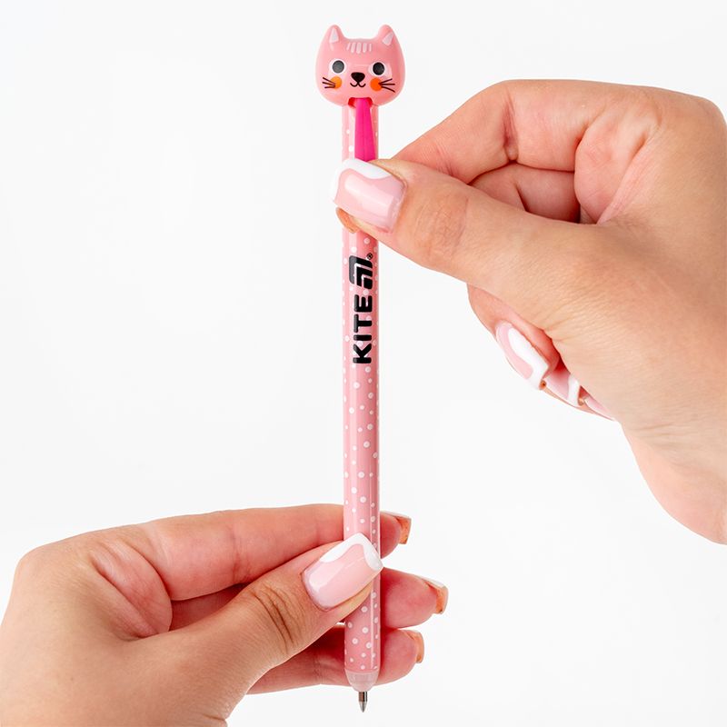 Ручка гелева автоматична «пиши-прай» Cats, синя  фото 3