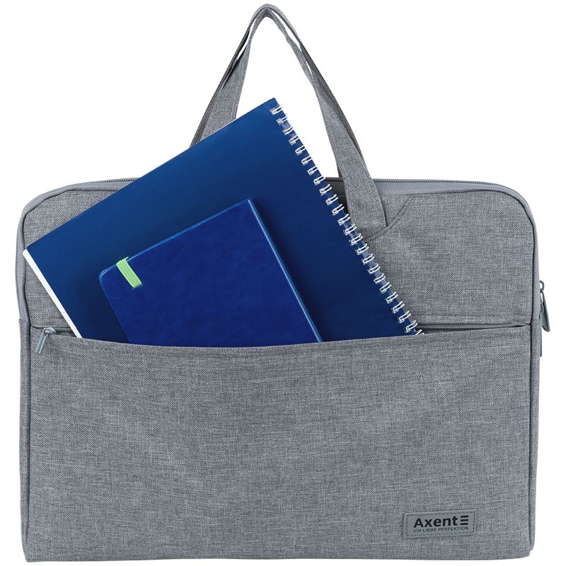 Сумка для документів текстильна А4, 1 відділ, світло-сіра  фото 3