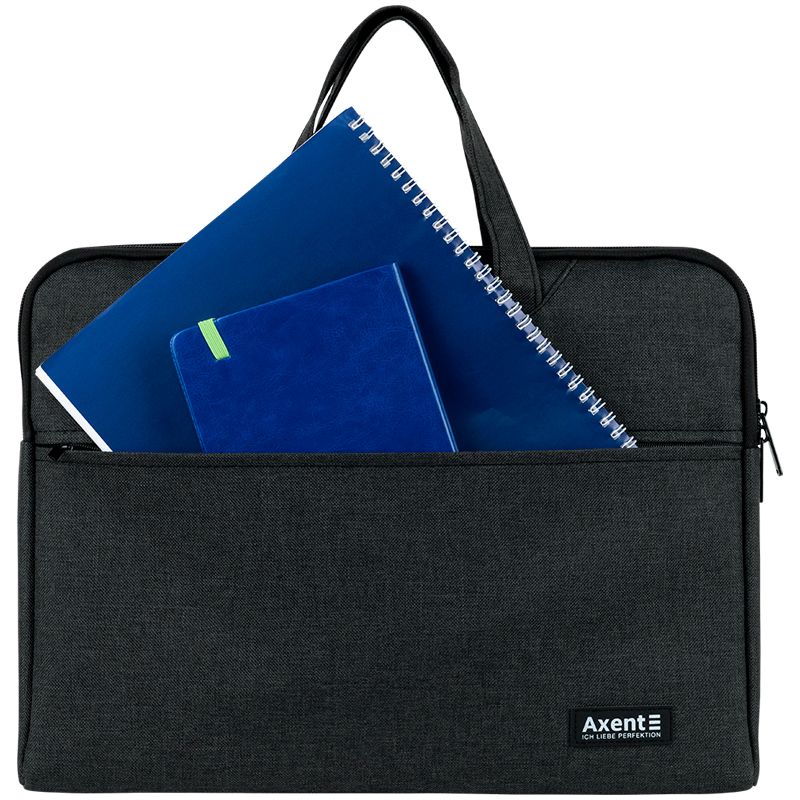 Сумка для документів текстильна А4, 1 відділ, темно-сіра  фото 3