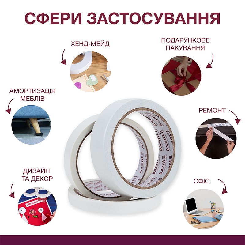 Лента клейкая двусторонняя, 24мм*2м, вспененная 1 шт.  фото 3