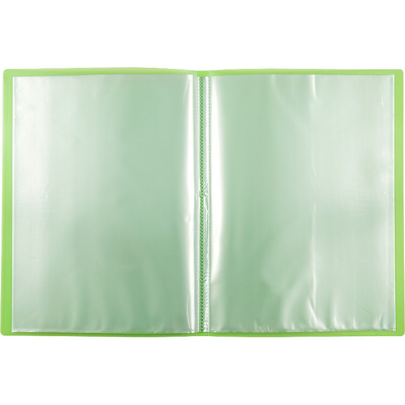 Дисплей-книга з кишенею, А4, 20 файлів, прозора зелена  фото 3