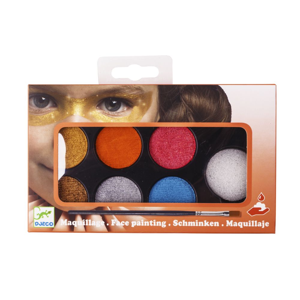 Грим для обличчя DJECO палітра 6 кольорів Металік  фото 3