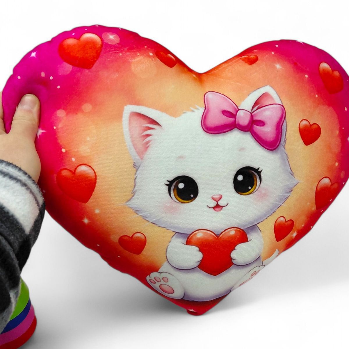 Подушка з принтом "Серце.  Котик" 36х29 см  фото 3