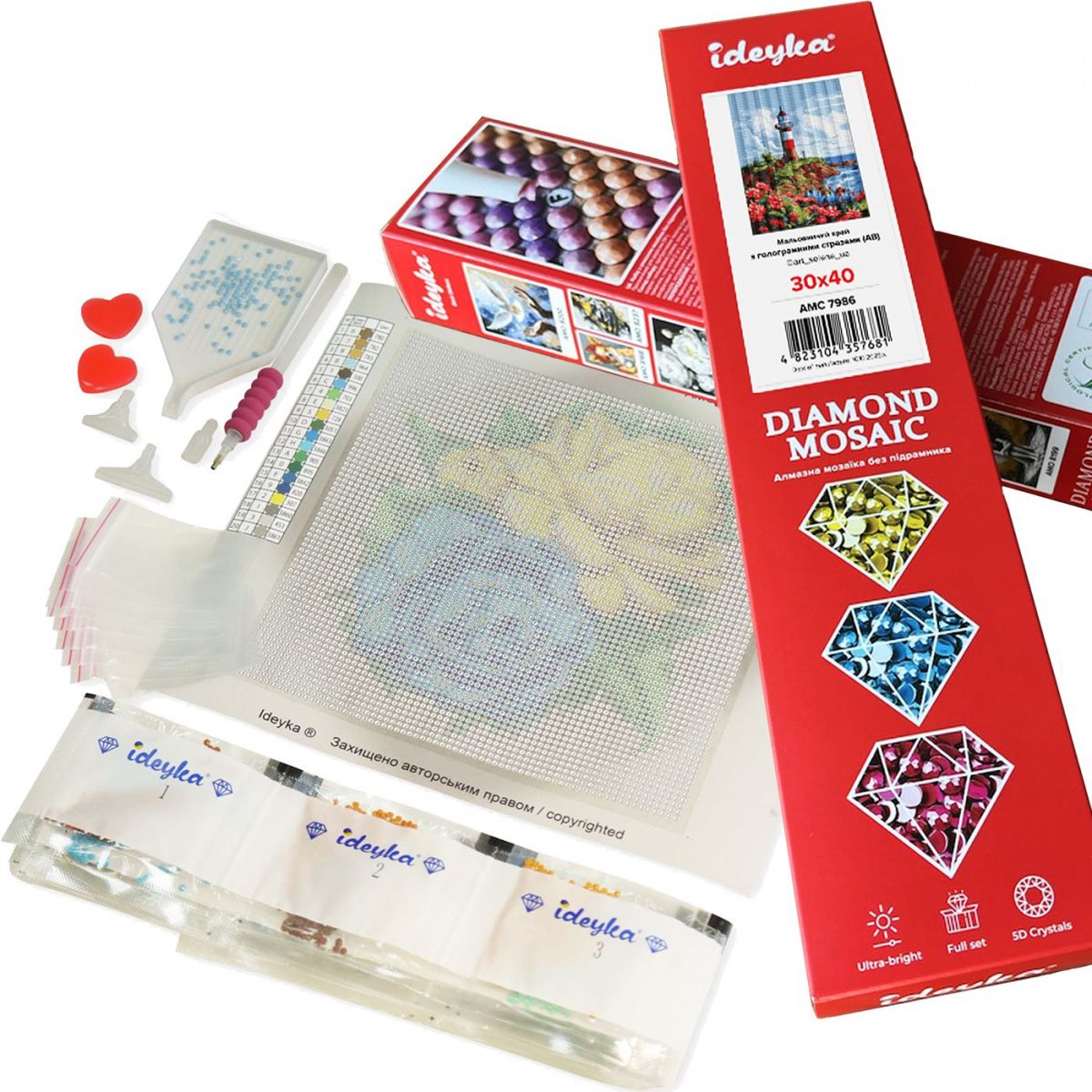 Алмазна мозаїка без підрамника "Біла симфонія" 40х50 см  фото 3