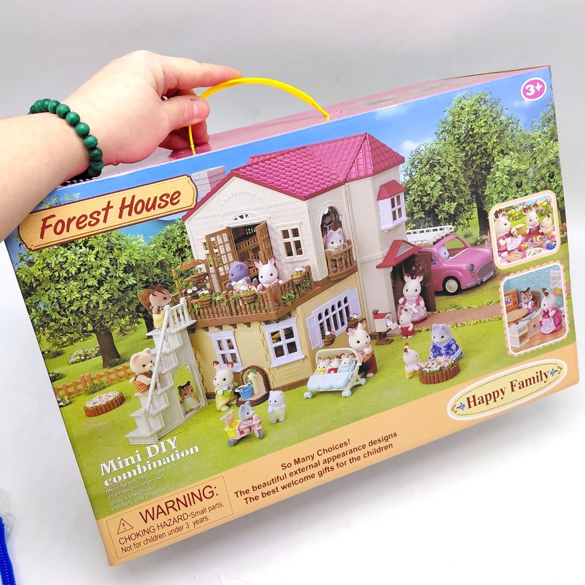 Будиночок, 2 флоксові тварини, підсвічування, меблі, в коробці  фото 3