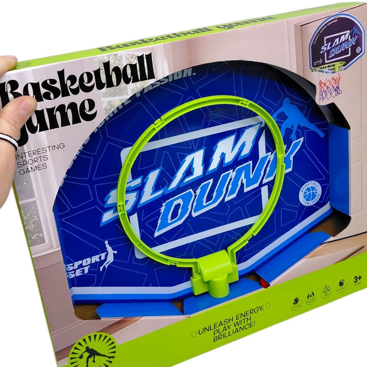 Баскетбольний набір (мʼяч, кошик, гачок для кріплення, насос короб.  37*4*33,5 см)  фото 3