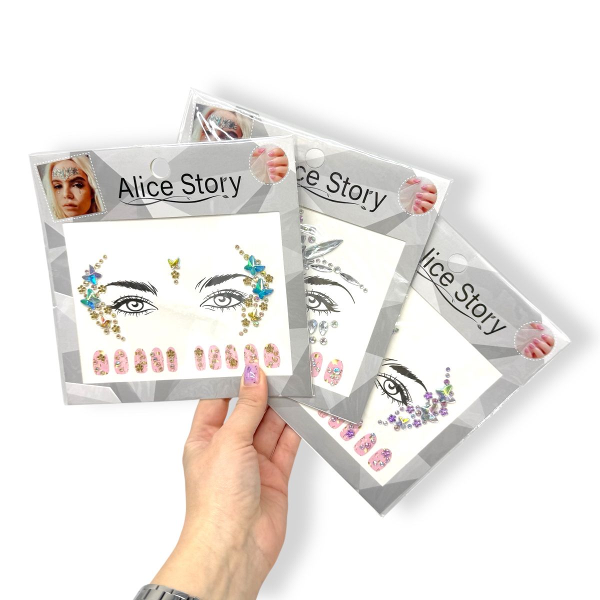 Наклейки-стразы для лица и ногтей (фиолетовый)  фото 3