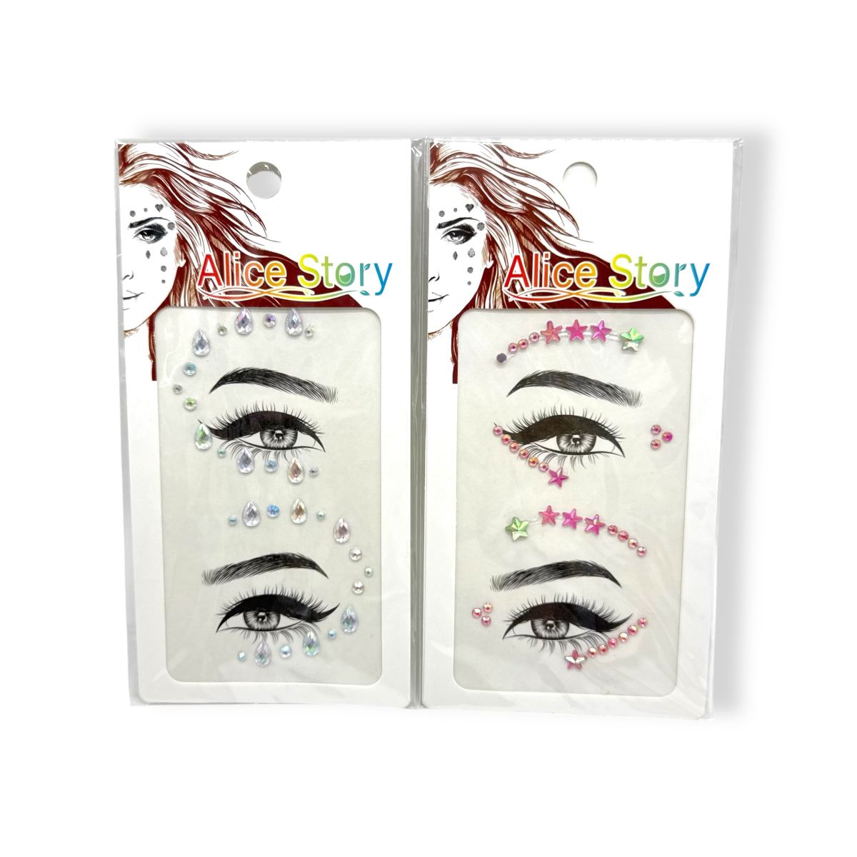 Наклейки-стразы для лица (малиновый)  фото 3