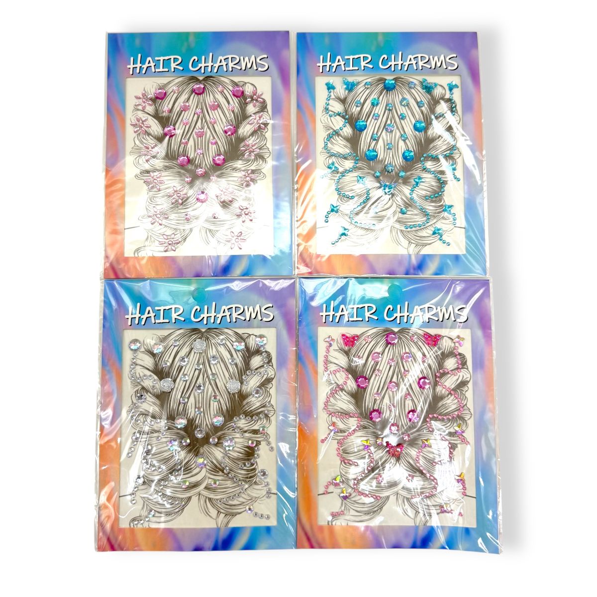 Наклейки-стразы для волос (розовый)  фото 3