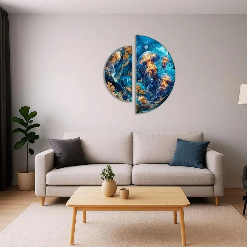 Картина за номерами з фарбами металік "У глибинах океану" (напівкруги 50 см, 70 см)  фото 3