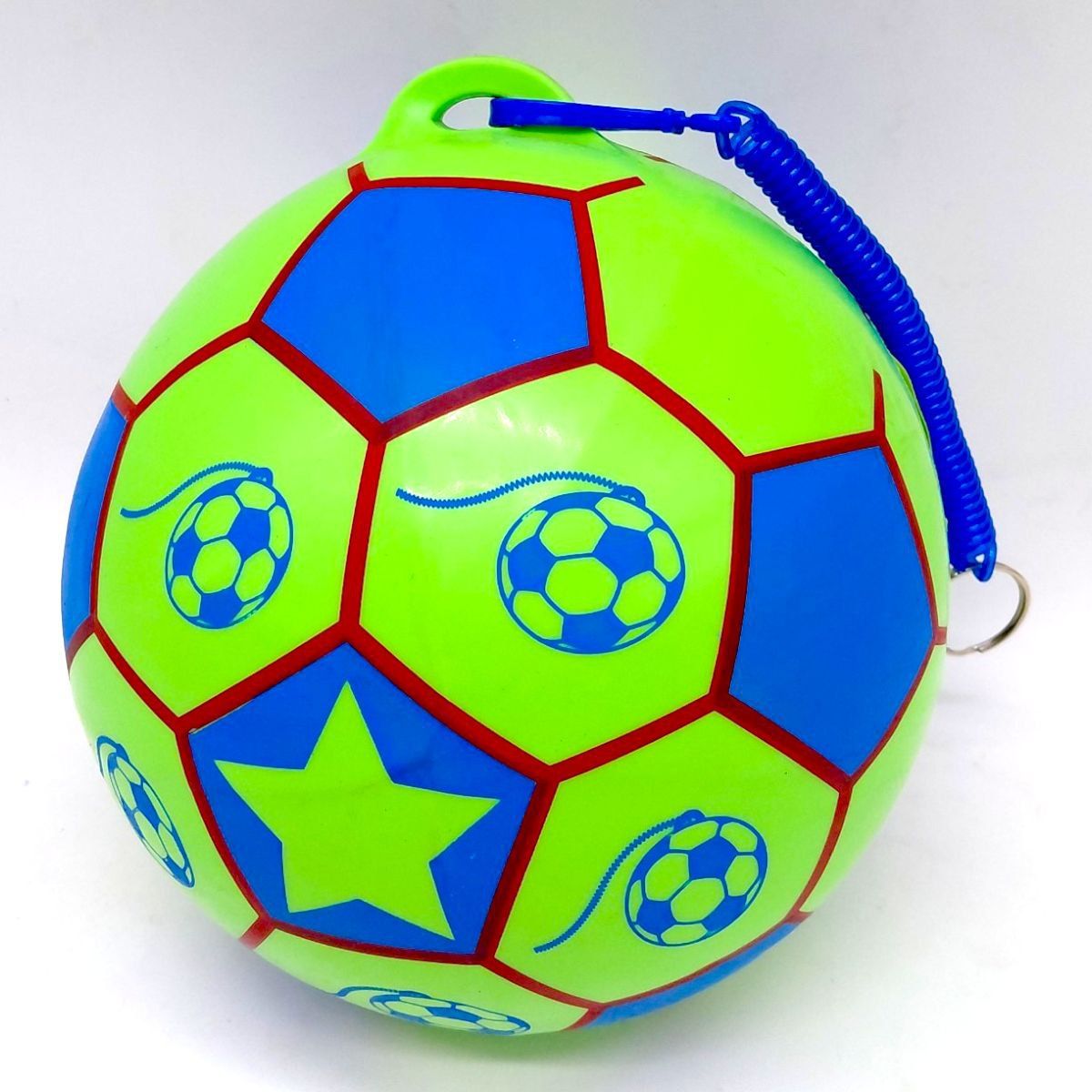 М'яч гумовий, діаметр 17 см, карабін з пружинкою, ЗЕЛЕНИЙ  фото 3