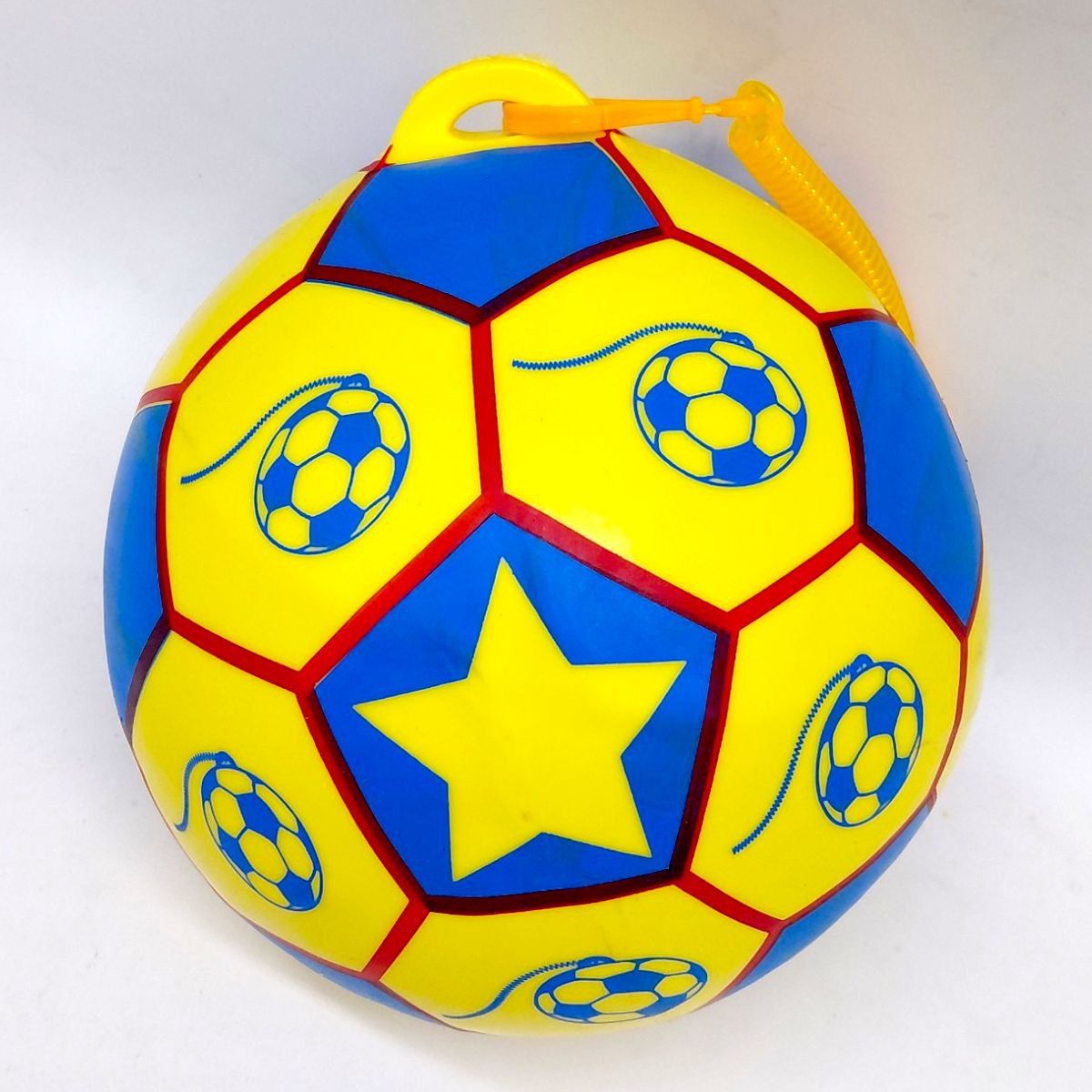 М'яч гумовий, діаметр 17 см, карабін з пружинкою, ЖОВТИЙ  фото 3