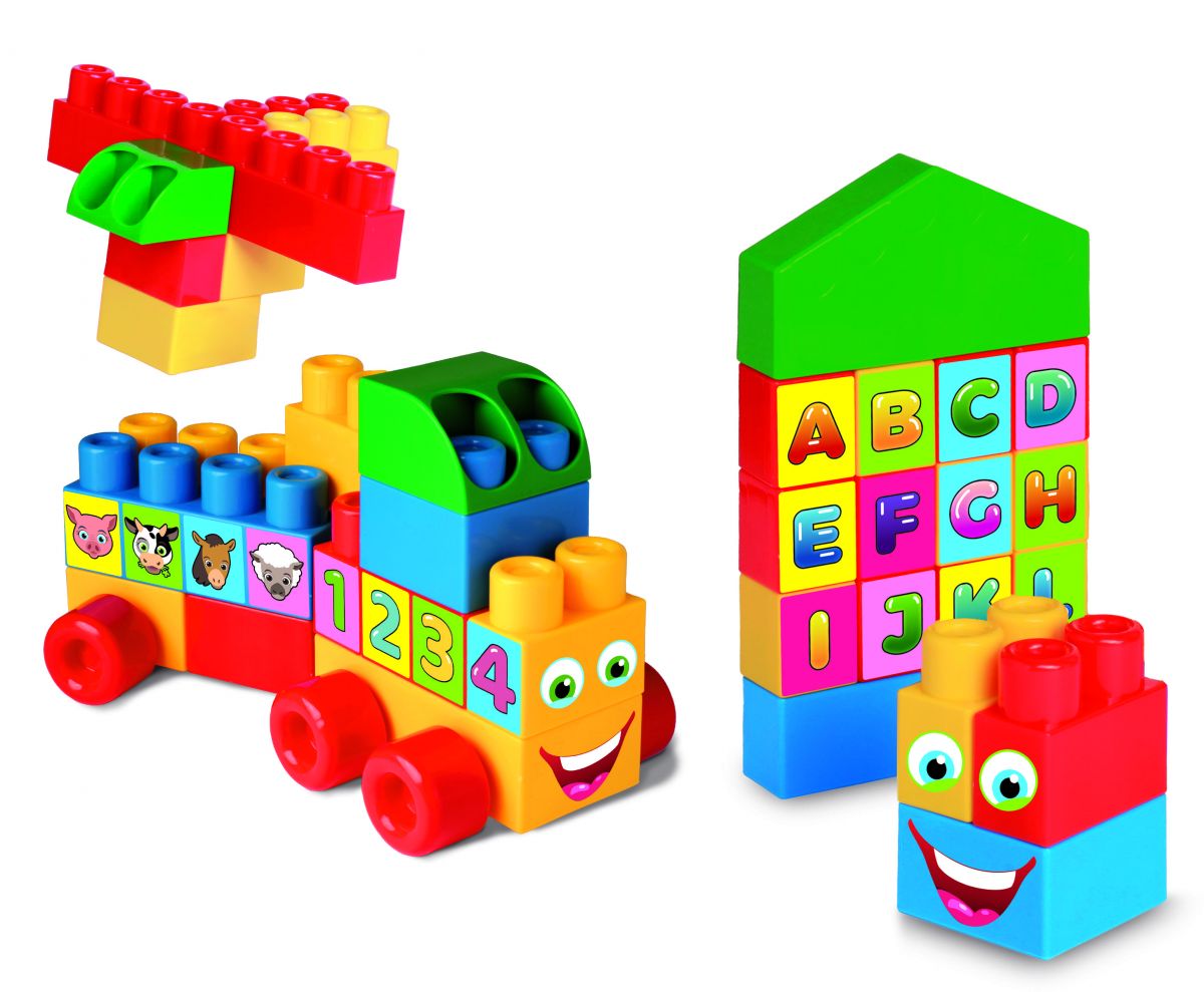 Конструктор в коробці (51 елемент), цифри, букви, фігури, фрукти, овочі, тварини з савани та інші.  фото 3