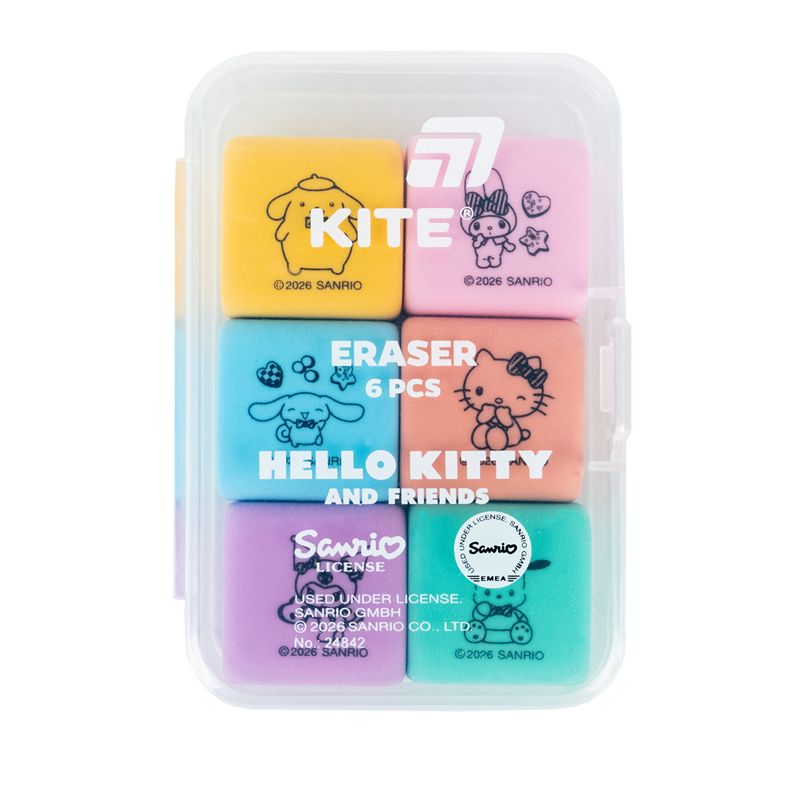 Набір гумок у пластик.  боксі Hello Kitty and Friends 6 шт. ,  фото 3