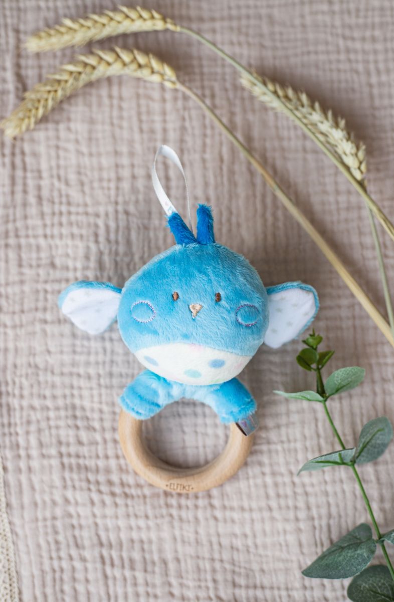 Іграшка - брязкальце з дерев'яним гризунцем пташка Піпо  фото 3