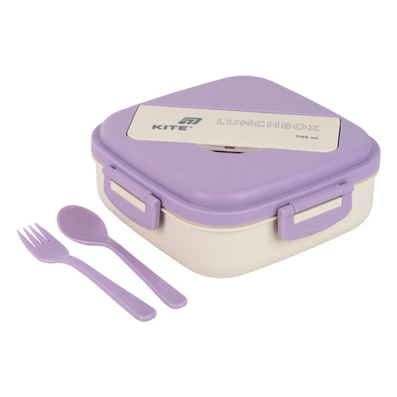 Ланчбокс з розділювачем 1100 мл, фіолетово-бежевий  фото 3