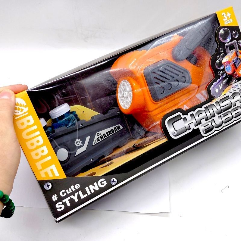 Бензопила з мильними бульбашками на батарейках, зі світлом, в коробці р. 36,5x11x17. 5 см  фото 3