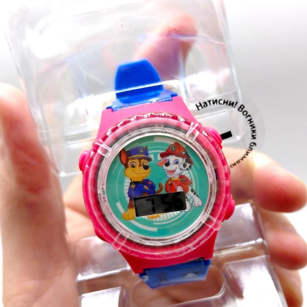 Детские часы Paw Patrol / Щенячий патруль со светом, короб.  6*6*12см дисплей бокс  фото 3