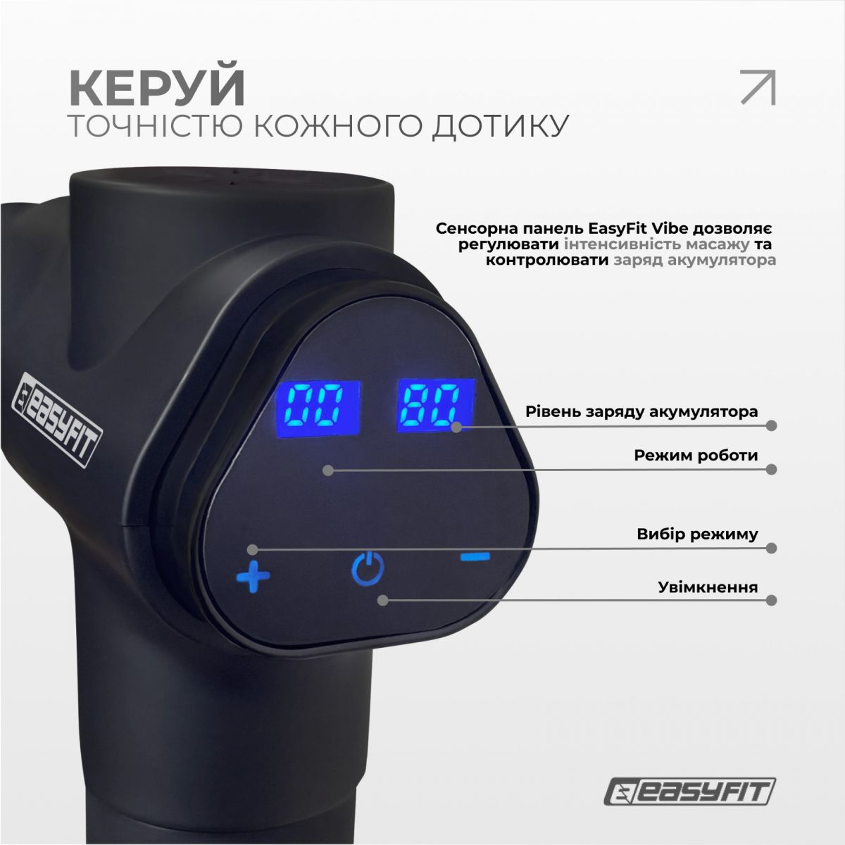 Перкуссионный вибромассажер Easyfit UltraGun 13 насадок  фото 3
