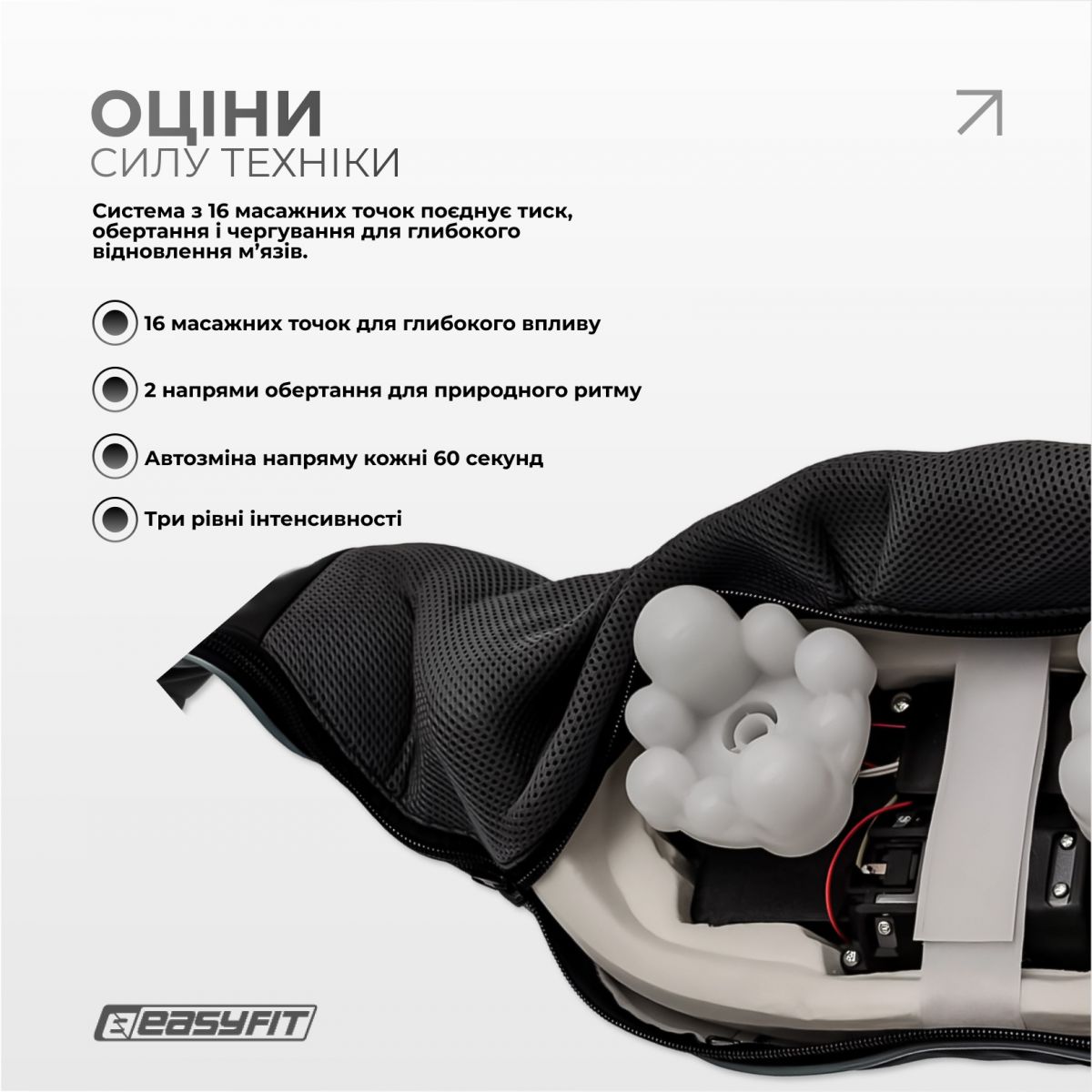 Массажер для шеи EasyFit Shiatsu (шиацу-массаж плеч и тела роликовый)  фото 3