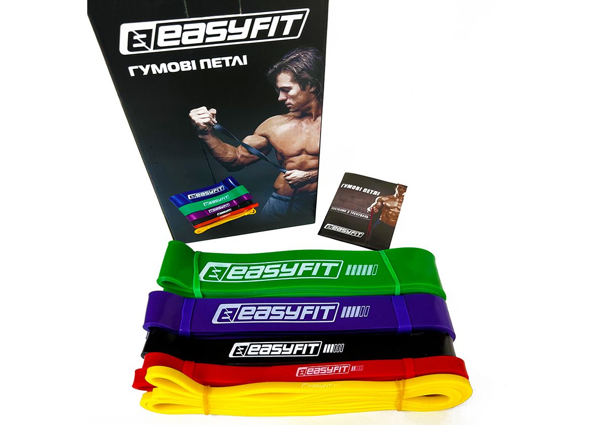 Резиновые петли EasyFit: набор 1-65 кг (5 шт)  фото 3
