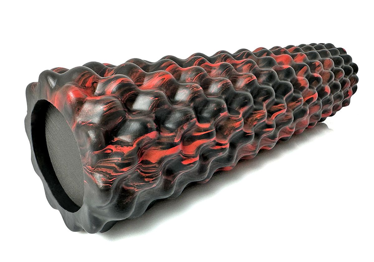 Массажный ролик EasyFit Bubbles 45 см Черный-красный  фото 3