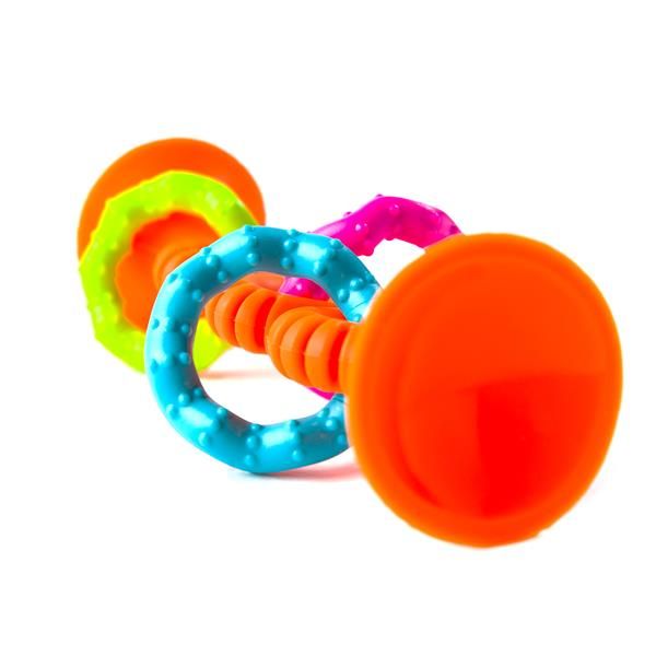 Прорезыватель-погремушка на присосках Fat Brain Toys pipSquigz Loops, оранжевый  фото 3