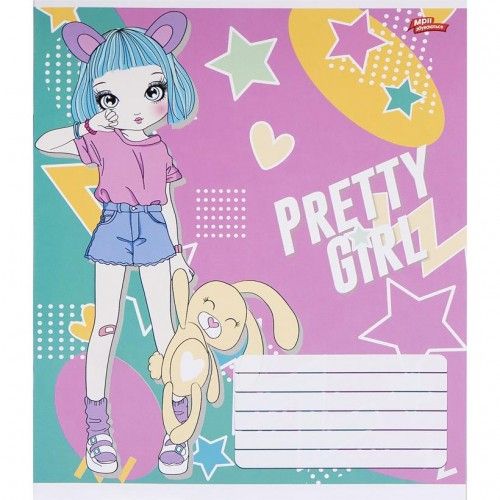 Тетрадь ЦВЕТНАЯ на 12 листов Клетка "PRETTY GIRL" (20 ШТ)  фото 3