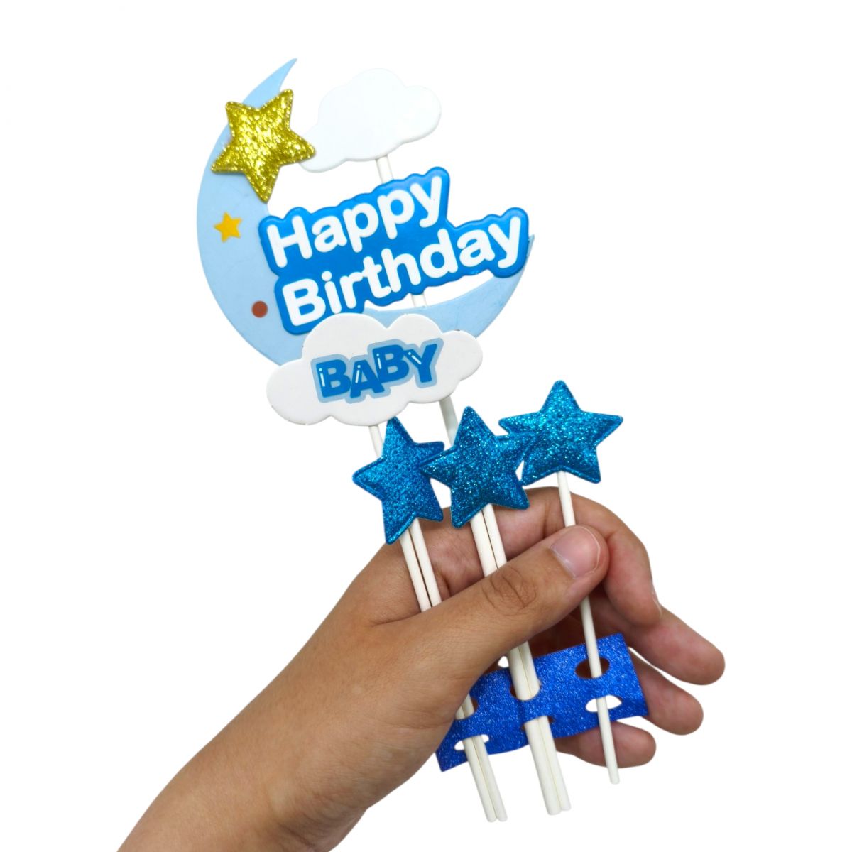 Топпер на торт "Happy Birthday: Місяць" (РОЖЕВИЙ)  фото 3