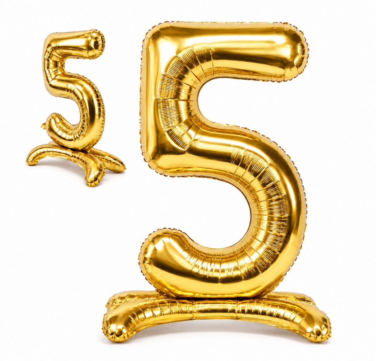 Шарик фольгированный цифра "5" напольный 80 см (золотистый)  фото 3