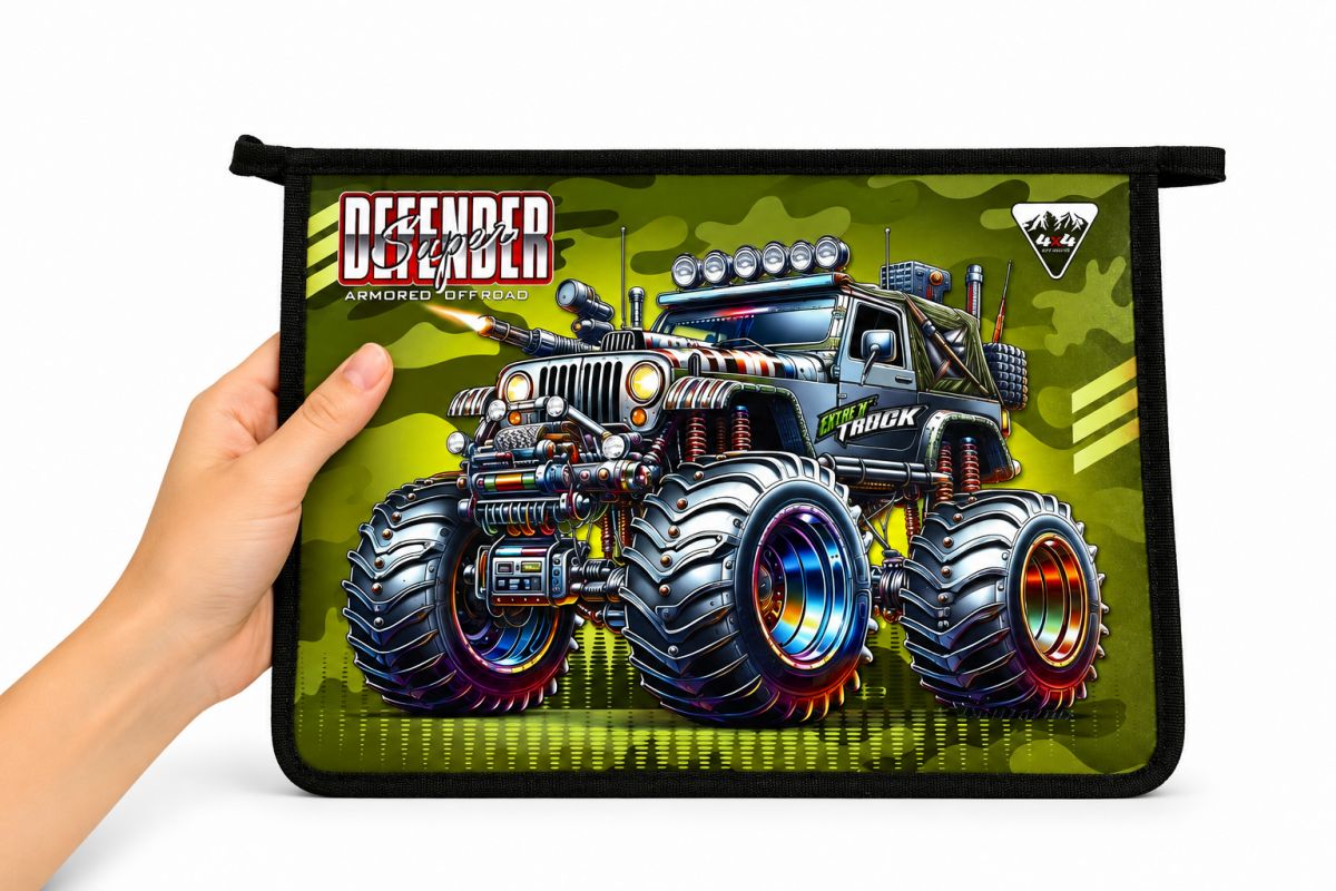Папка на блискавці А4+, "Dirt Track" (зелена)  фото 3