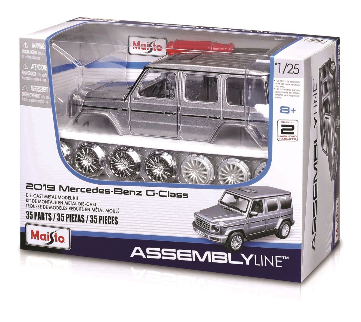 Збірна модель автомобіля 2019 Mercedes-Benz G-Class, масштаб 1:25 сірий  фото 3