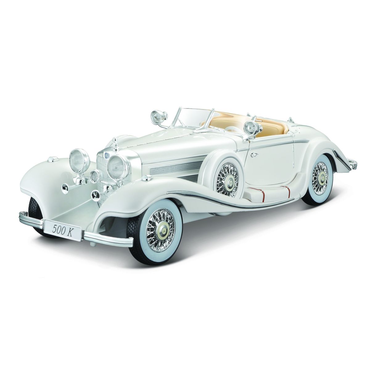 Автомодель в масштабі 1:18 Mercedes-Benz 500 K Typ Specialroadster (1936) Macharadga білий  фото 3
