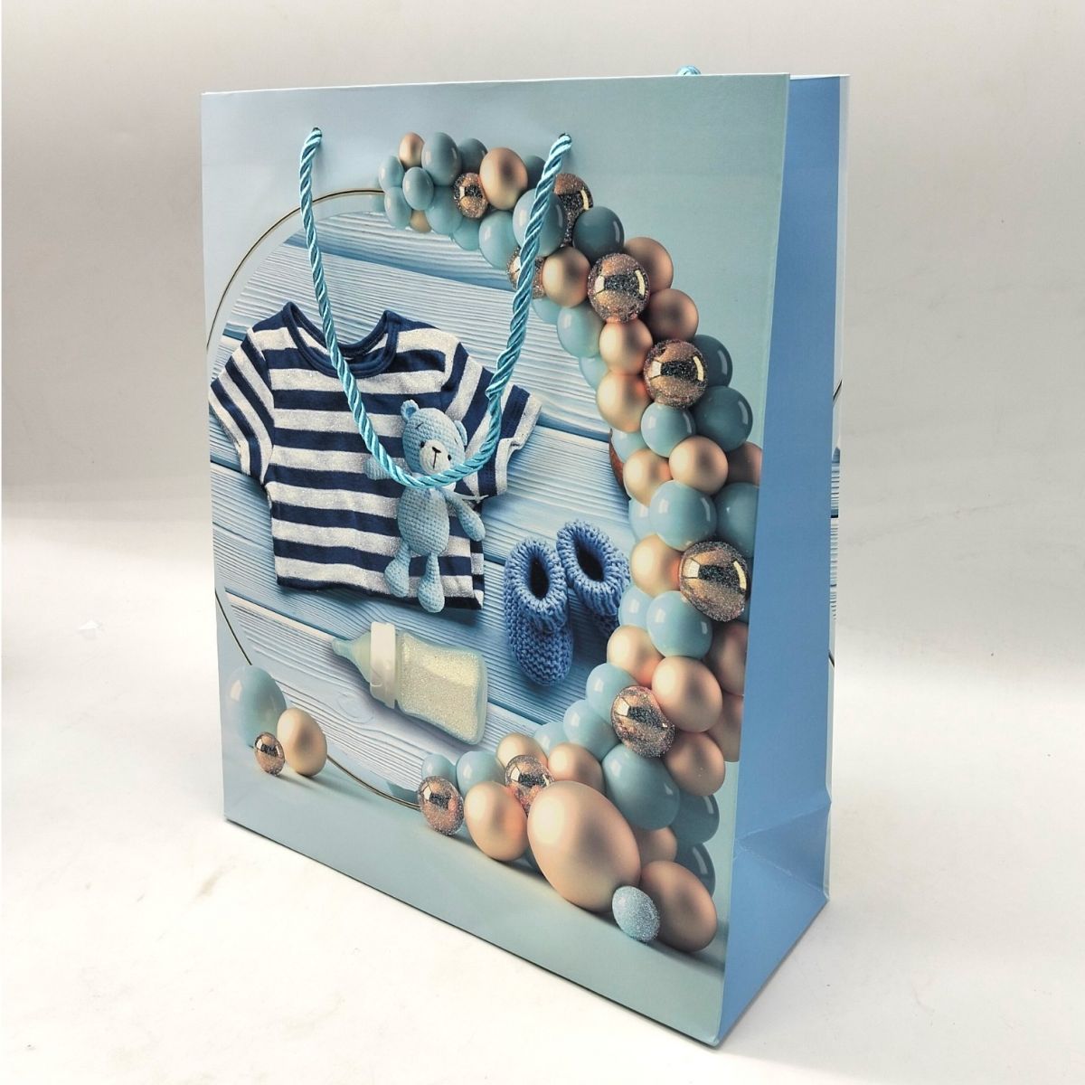 Пакет подарунковий 32*26*10 (БЛАКИТНИЙ)  фото 3