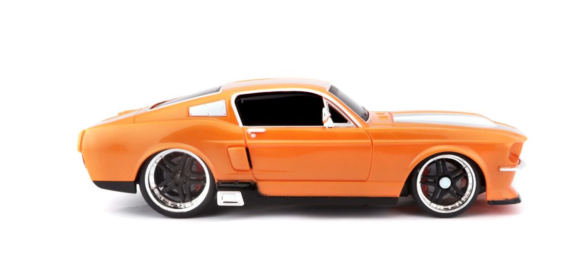 Машинка игрушечная на радиоуправлении 1967 Ford Mustang GT, масштаб 1:24 оранжевый  фото 3
