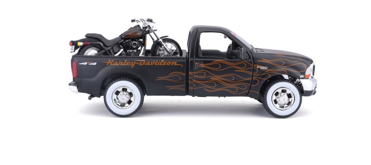 Набір іграшковий Harley-Davidson: машинка 1:27 1999 Ford F-350 Super Duty Pickup, мотоцикл 1:24  фото 3