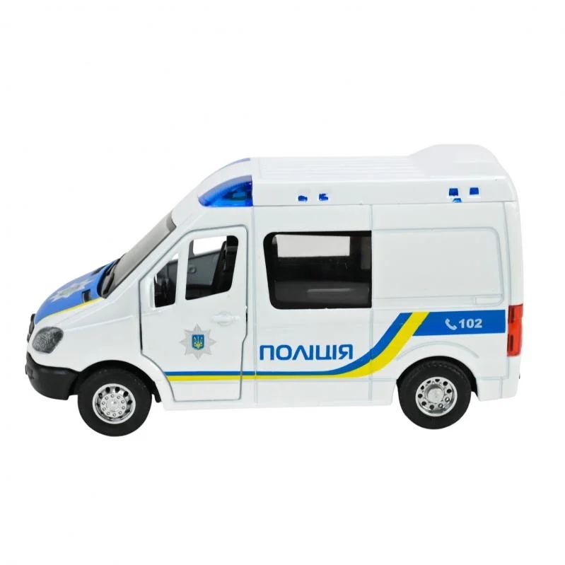 Машина металева АВТОПРОМ "Поліція" на батарейках зі звуком, світлом  фото 3