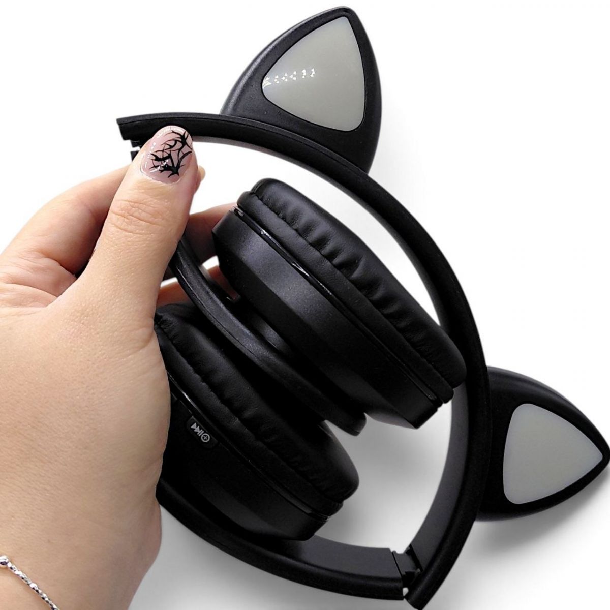 Навушники бездротові (підсвічування, регульований розмір, Bluetooth, USB-кабель, AUX-роз’єм, слот для карти пам’яті, в коробці) ЧОРНИЙ  фото 3